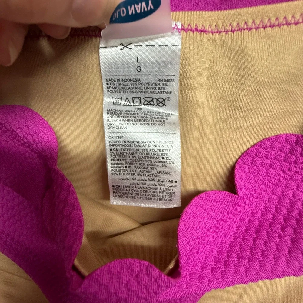 Girls Old Navy Scallop Bikini Swimsuit Set Pink Textured Size L 10 12 Youth